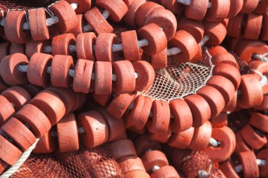 Fishing net in the port of Ares, La Coruña, Galicia, Spain