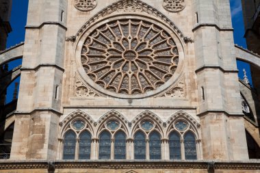 Cephe katedral Leon, castilla y leon, İspanya