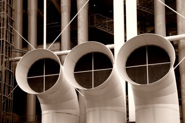 Pipes of the pompidou in blanck and white clipart