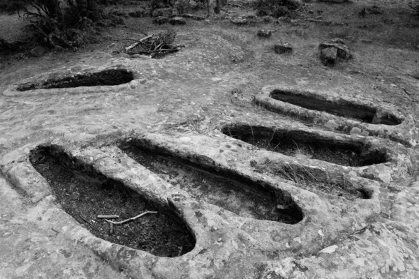 Νεκρόπολη των cuyacabras, quitanar de la sierra burgos, Ισπανία — Φωτογραφία Αρχείου