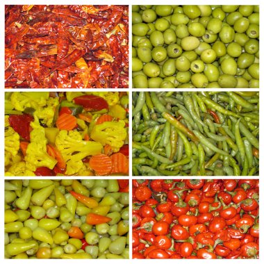 Collage of marinated vegetables clipart