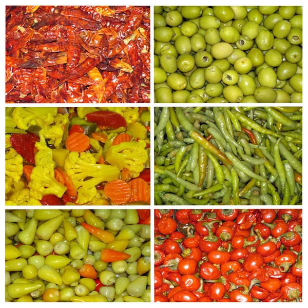 Collage van gemarineerde groenten — Stockfoto