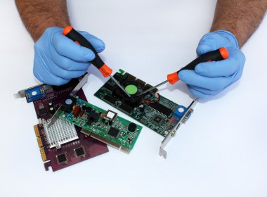 Repair of computer components clipart