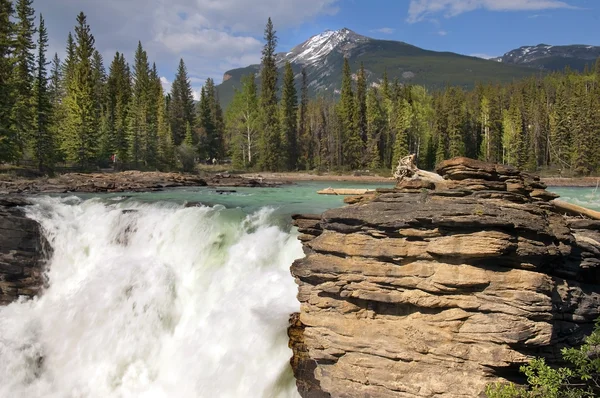 Vodopády v drsné horské řeky — Stock fotografie
