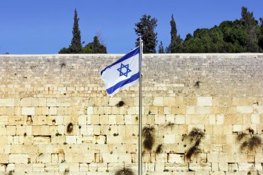 Israeli flag at the Western Wall, Jerusalem clipart