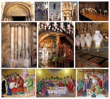 Collage of Church of the Holy Sepulcher.Jerusalem clipart
