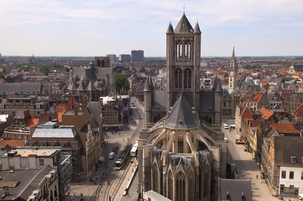 Pohled shora z Gentu v Belgii — Stock fotografie