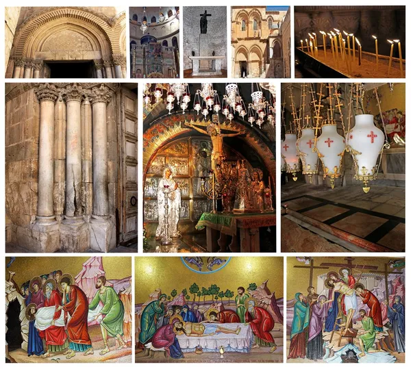 Koláž církve svaté sepulcher.jerusalem — Stock fotografie