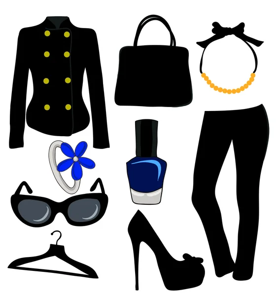 Abbigliamento moda nero — Vettoriale Stock