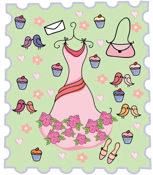 Jolie robe fond cupcake — Image vectorielle