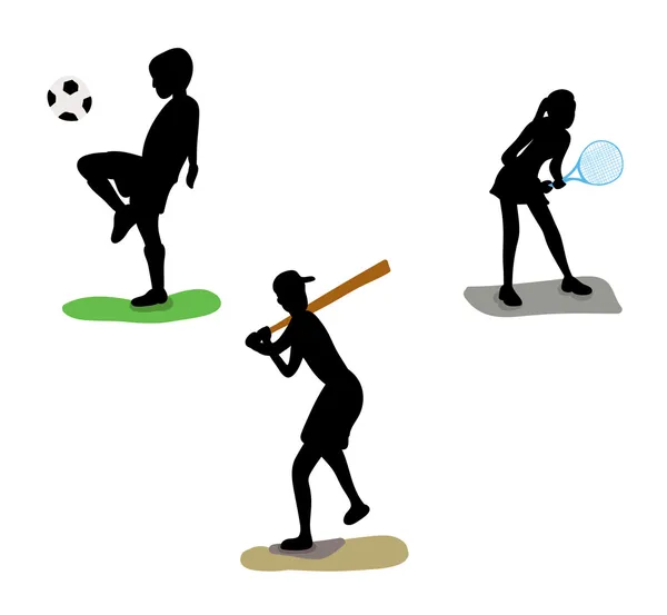 Dzieci gry sport sylwetka — Wektor stockowy