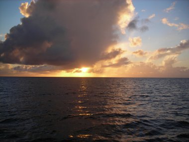 Dramatic sunset on Caribbean sea