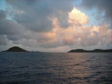 Dramatic sunset on Caribbean sea