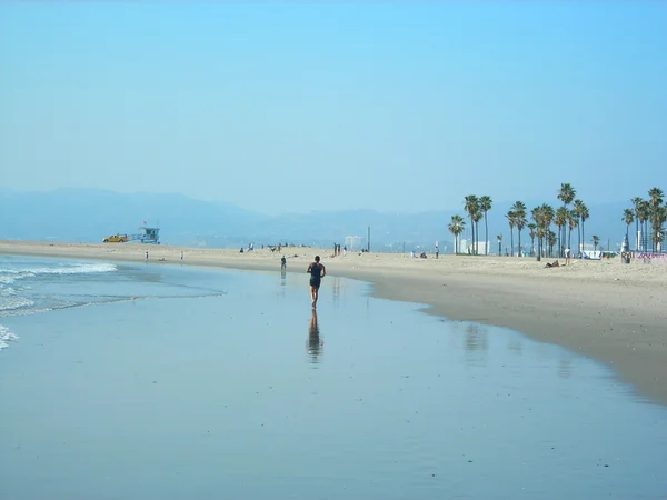 Morgendliches Joggen am Strand von Venedig — Stockfoto