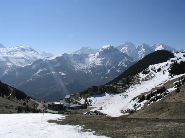 Slutet av säsongen i Alperna Stockfoto