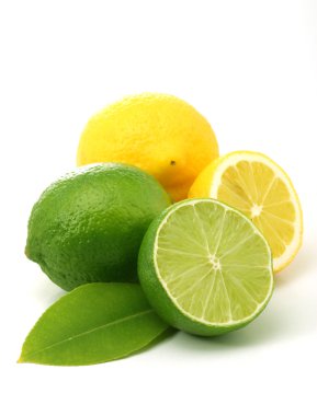 limon ve beyaz üzerinde yeşil limes