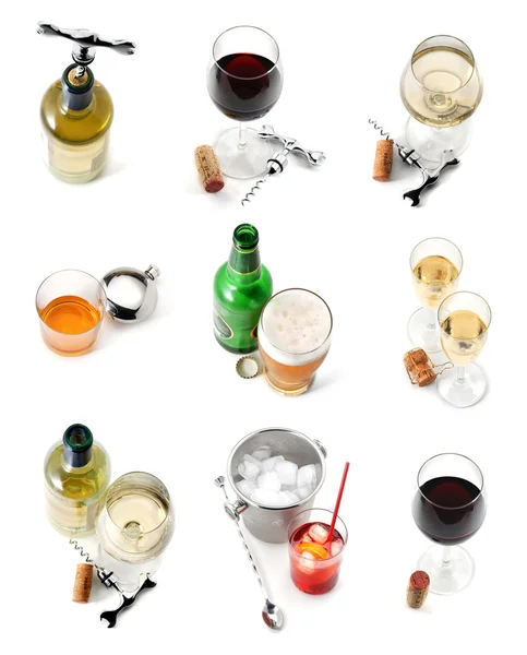 Colección de bebidas aisladas sobre blanco — Foto de Stock