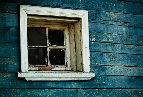 stock image Blue wooden wall, window