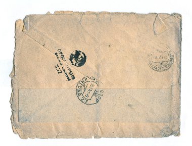 Vintage post letter, WWII, 1943. With censured stamps. clipart