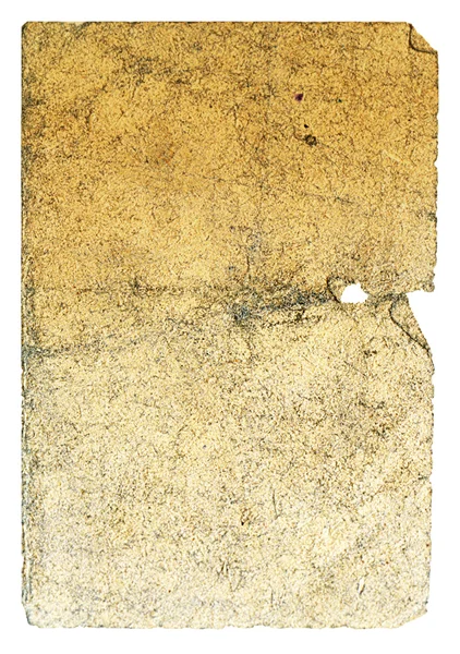 Винтажная бумага с повернутым углом, отверстиями и тяжелыми повреждениями. Мустар — стоковое фото