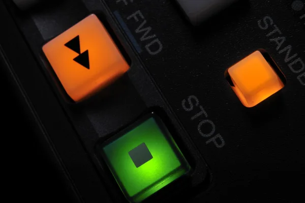 Macro shot de botões FWD, Stop e Standby — Fotografia de Stock
