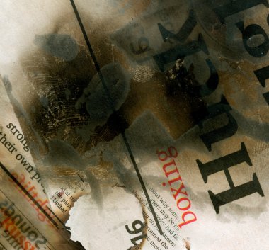 Burnt newspaper collage clipart
