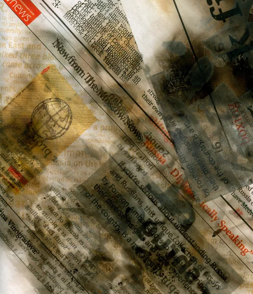 Burnt washed out newspaper — Stock Photo, Image