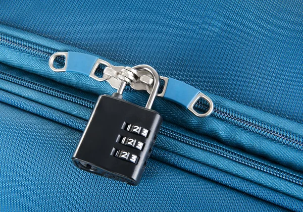 Combination lock on a suitcase for travel — Stock Photo, Image