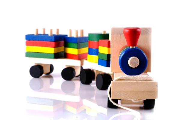 Brinquedo de madeira, locomotiva a vapor — Fotografia de Stock