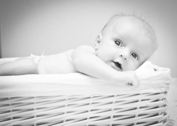 The kid lies in a basket — Stock Photo, Image