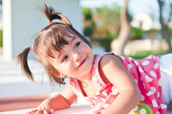 The cheerful, joyful girl with tails — Stock Photo, Image