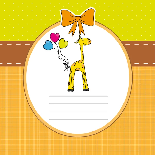 Nuovo baby shower card con giraffa — Vettoriale Stock