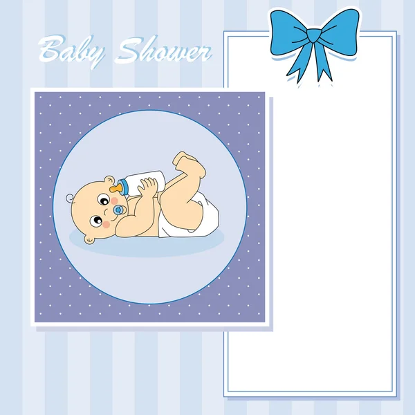 Menino bebê chegada anúncio cartão — Vetor de Stock