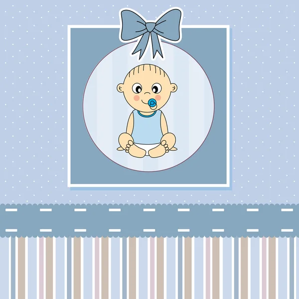 Baby pojke ankomst tillkännagivande kort — Stock vektor