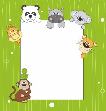 Animal cartoon and blank sign clipart