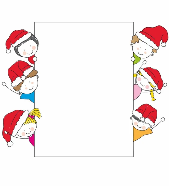 Çocuklar Noel Baba gibi giyinmiş — Stok Vektör