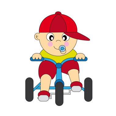 Boy driving a tricycle clipart