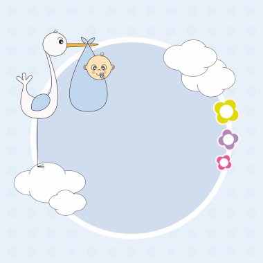 Stork with a baby boy clipart