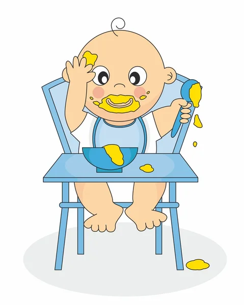 Baby boy Eating — Stock Vector