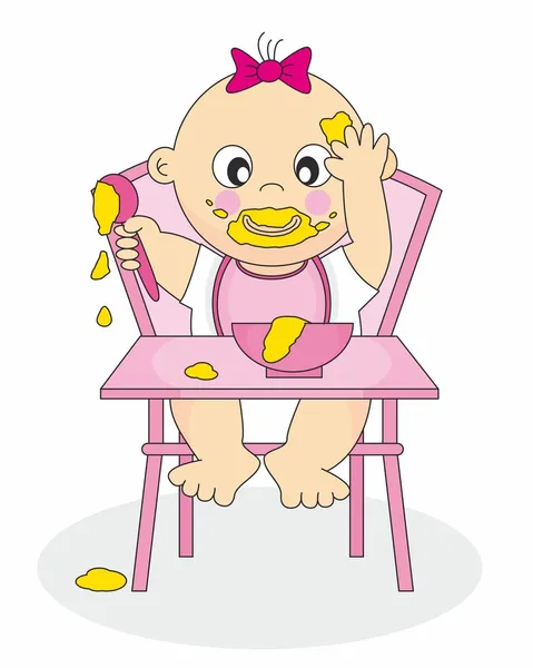 Baby girl Eating — Stock Vector