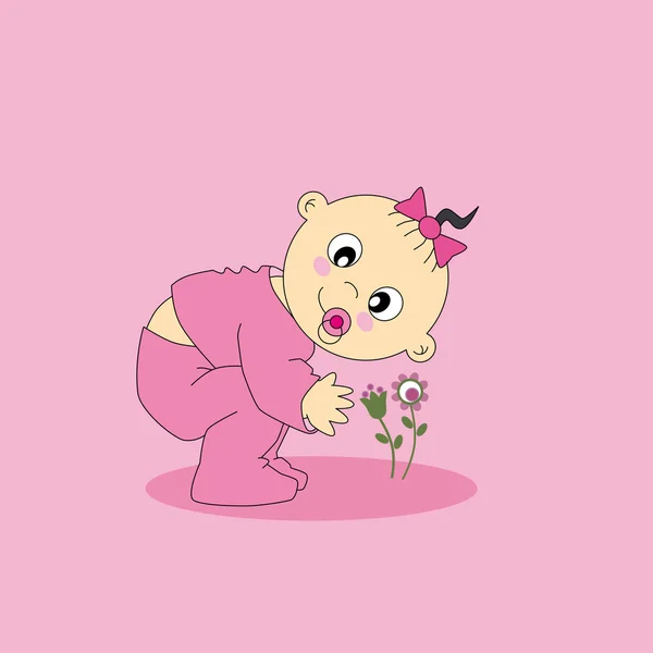 Baby girl greeting card — Stock Vector