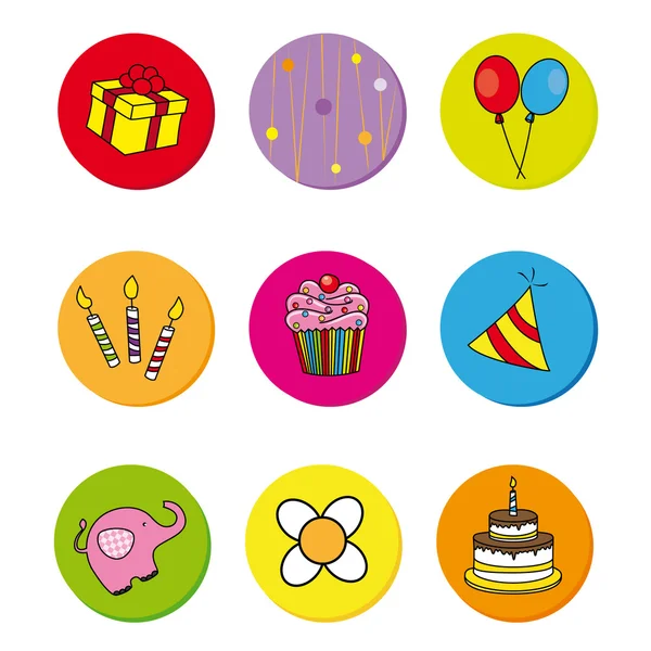 Iconos de cumpleaños — Vector de stock