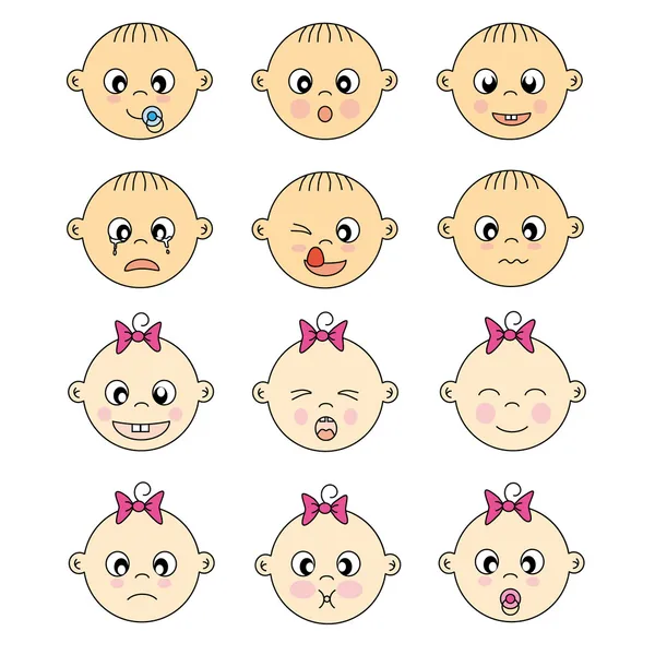 Wyrażenia twarzy dziecka — Wektor stockowy