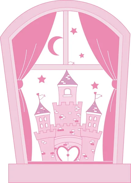 Pink princess castle — Stock Vector