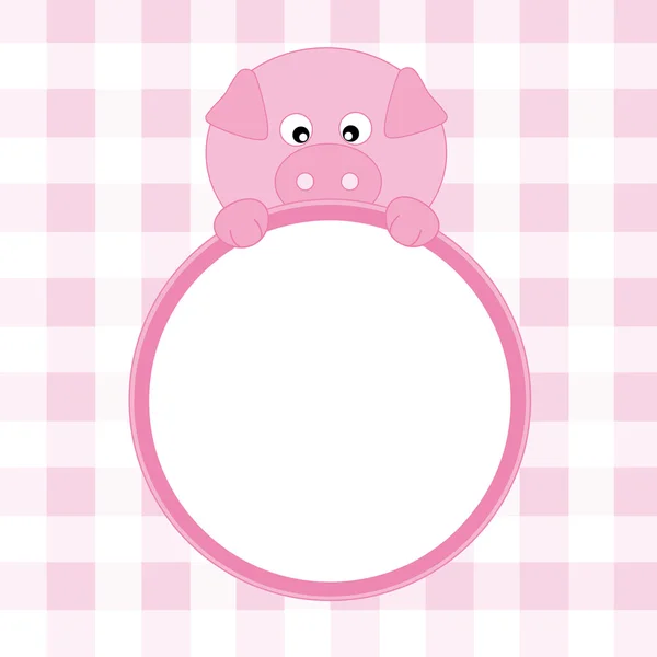 Cadre rose avec un cochon — Image vectorielle