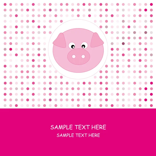 贺卡中的粉红猪 — 图库矢量图片