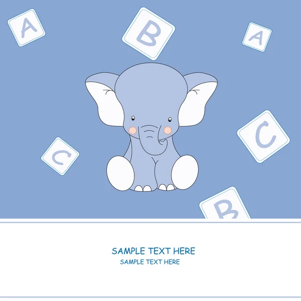 Barnkort. blå elefant — Stock vektor
