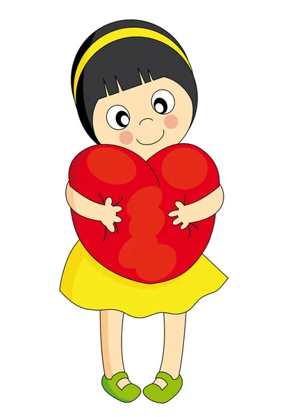 stock vector Girl hugging a heart