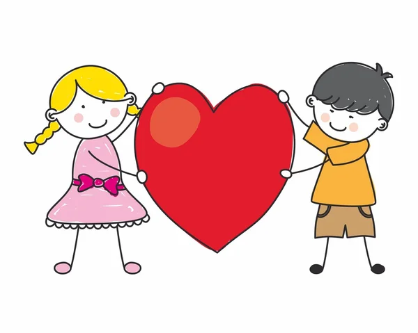 Children with heart — Stock Vector