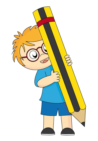 Αγόρι με ένα μολύβι — Διανυσματικό Αρχείο